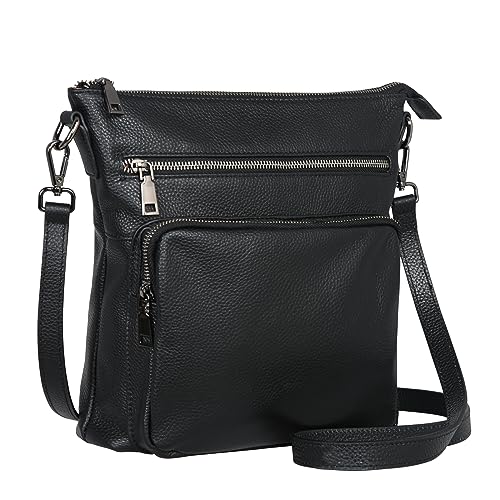 HESHE Crossbody Bags for Women Leather Handbags Designer Shoulder Purse with Pockets Satchel Purse Travel Bag