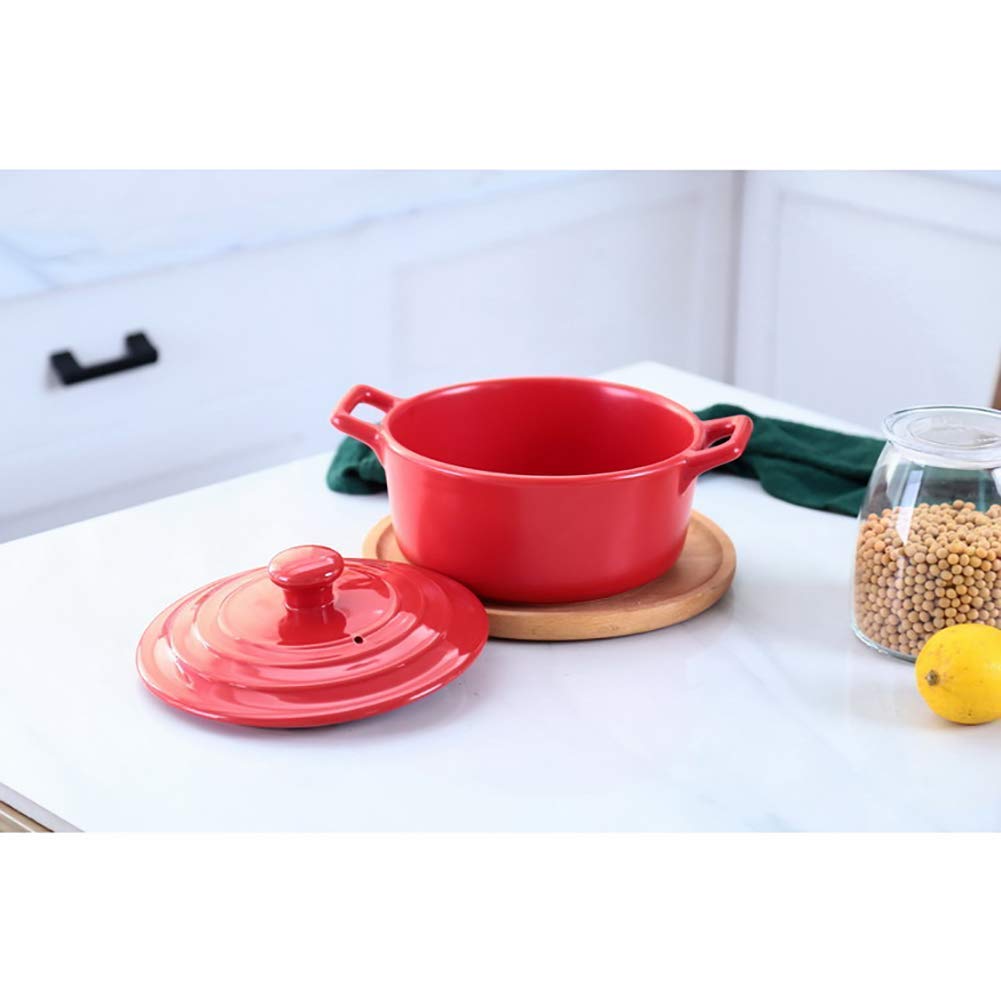 Okrągły ceramiczny garnek żaroodporny, gliniany garnek z pokrywką i uchwytem do powolnego gotowania, gorący 2,32 kwarty (2,32 kwarty)