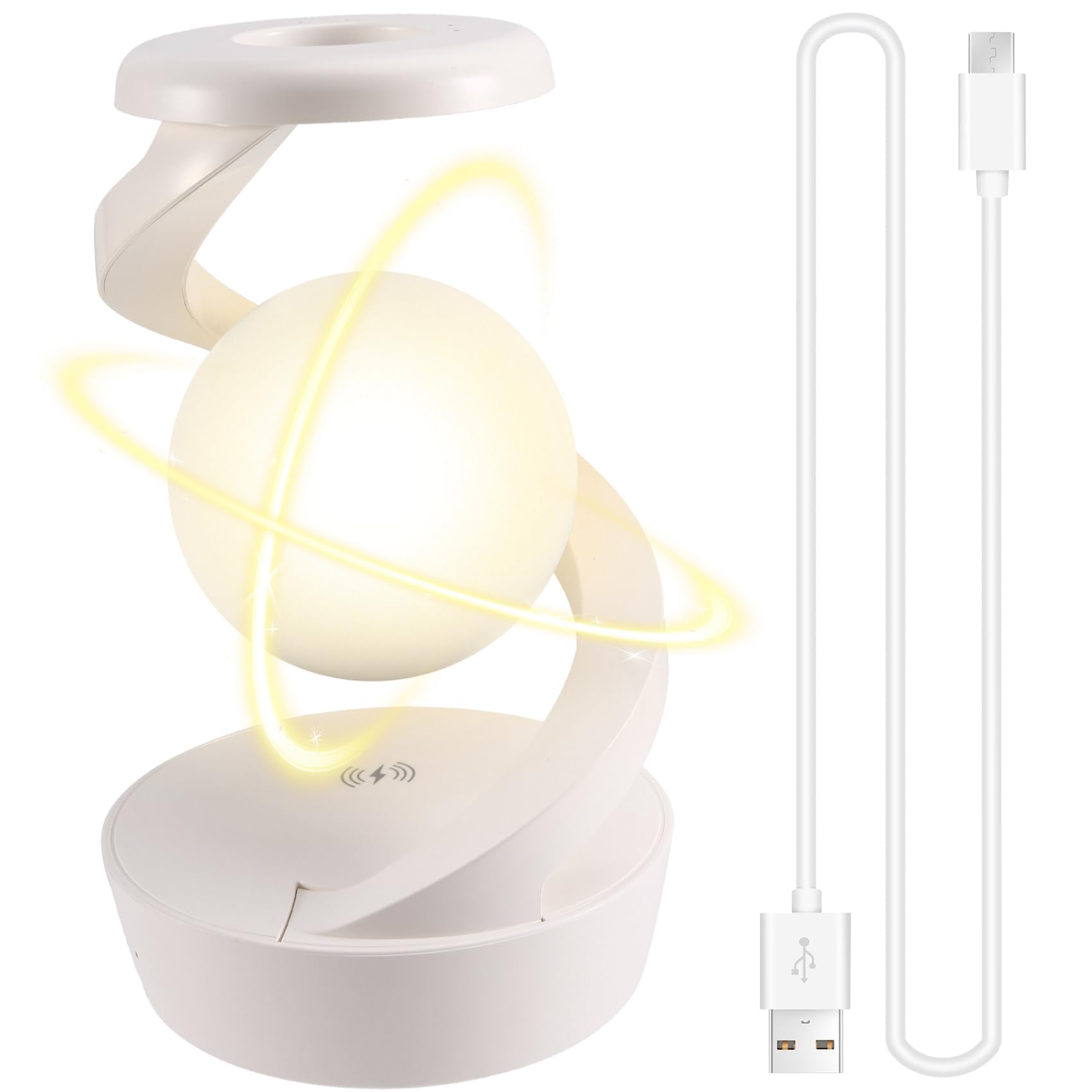 IJSDNVJNDX LED 360° Rotating Night Light Charger Cordless Desk Lamp Rechargeable with Wireless Charging Functionality Levitating Design A