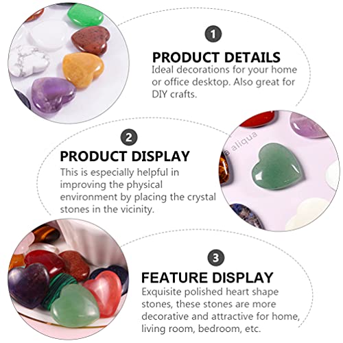 EXCEART 7 24Pcs Coração De Cristal Natural Pedra Chakra Polido Tumbled Pedras Esculpido Palma Worry