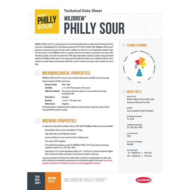 Miniatura 2 de Lallemand Wildbrew Philly Sour 0.39 oz - Levadura productora de ácido láctico para cerveza agria casera - Producción de ácido láctico y alcohol en