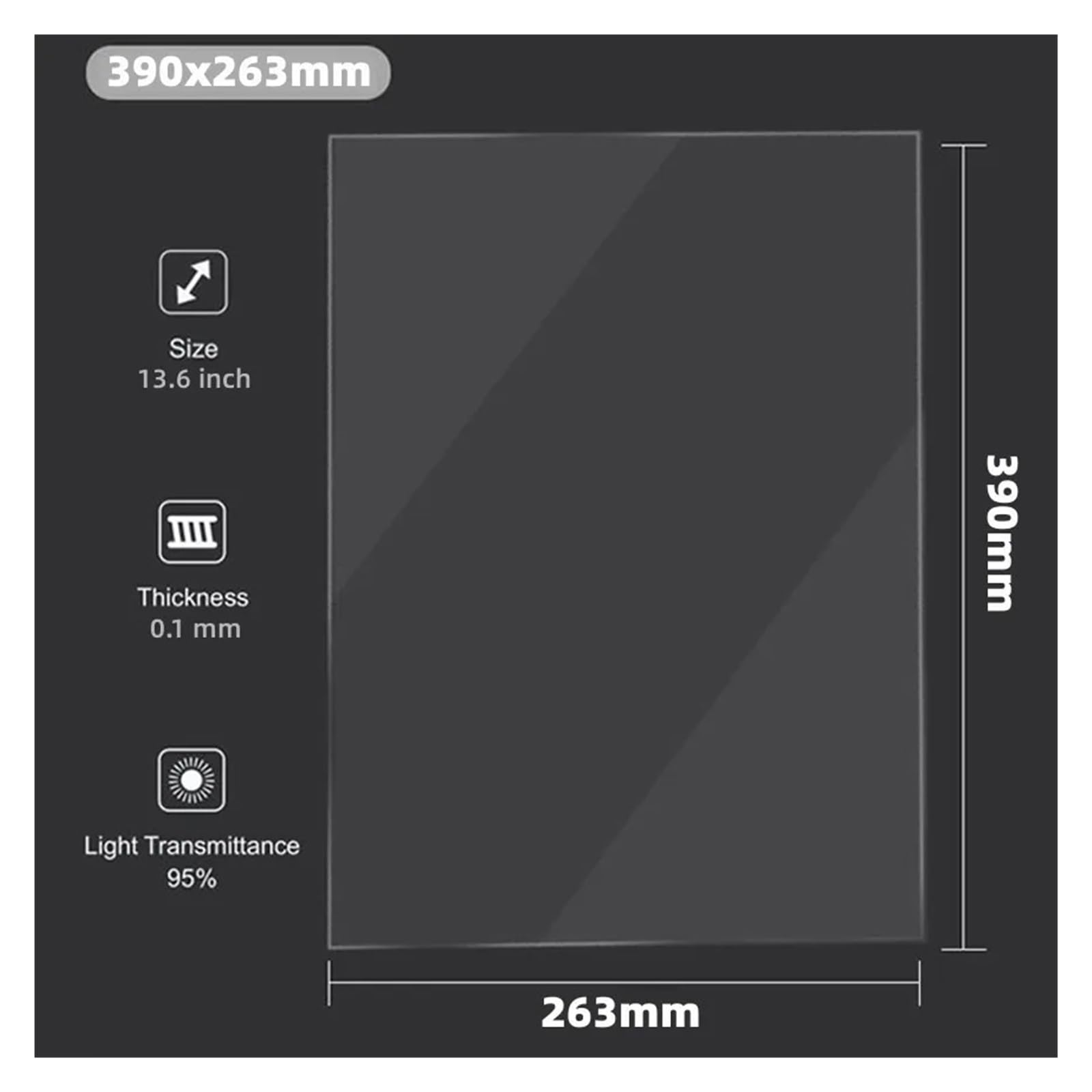 5 pièces de Film FEP de 13,6 Pouces, 390x263x0,1mm, Compatible avec ANYCUBIC Photon M3 Max / M7 Max, Compatible avec ELEGOO Jupiter, pièces d'imprimante 3D, Accessoires LCD SLA