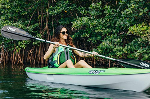 Image of Pelican- Standard Kayak Paddle - Aluminum Shaft and a Durable Polypropylene Blade - 0 /65 Blade Angle - with Drip Ring