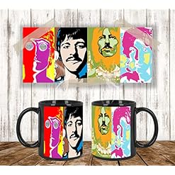 The Tasse Beatles E Ceramique Intérieure et Poignée Noire Black Inner and Handle Mug - Les Beatles, Paul McCartney, John Lennon, RIngo Starr, George Harrison The Tasse Beatles E Ceramique Intérieure et Poignée Noire Black Inner and Handle Mug – Image 2