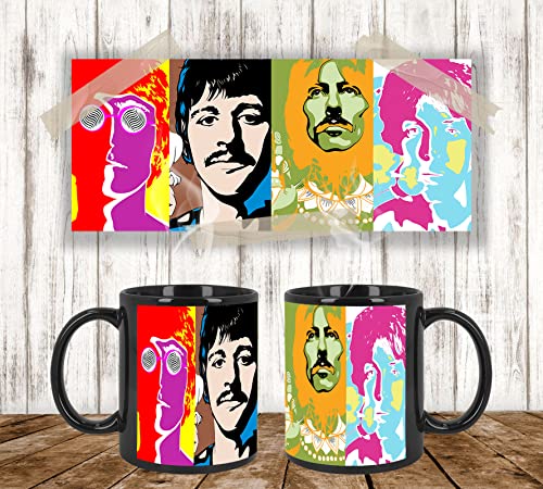 The Tasse Beatles E Ceramique Intérieure et Poignée Noire Black Inner and Handle Mug - Les Beatles, Paul McCartney, John Lennon, RIngo Starr, George Harrison The Tasse Beatles E Ceramique Intérieure et Poignée Noire Black Inner and Handle Mug – Image 3