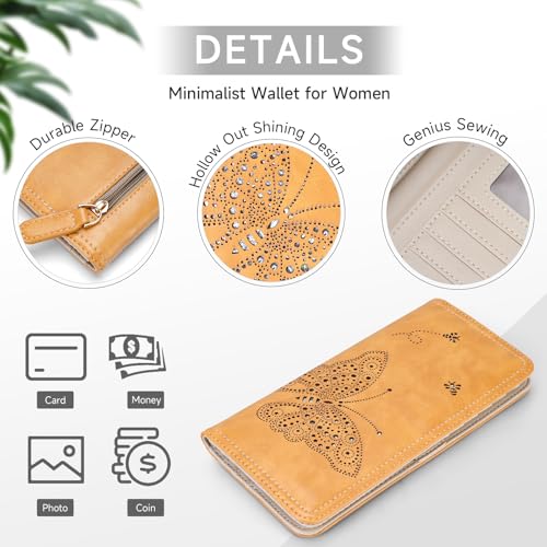 RFID Wallet Women Ultra Slim Thin Womens Wallet Compact Clutch Long Ladies Wallet for Women YELLOW4