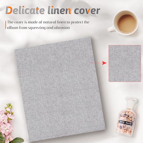 Popotop Photo Album 4x6 200 Pockets for Wedding Gifts,Linen Hardcover Picture Albums for Family Anniversary Baby Vacation Pictures - Thumbnail 3