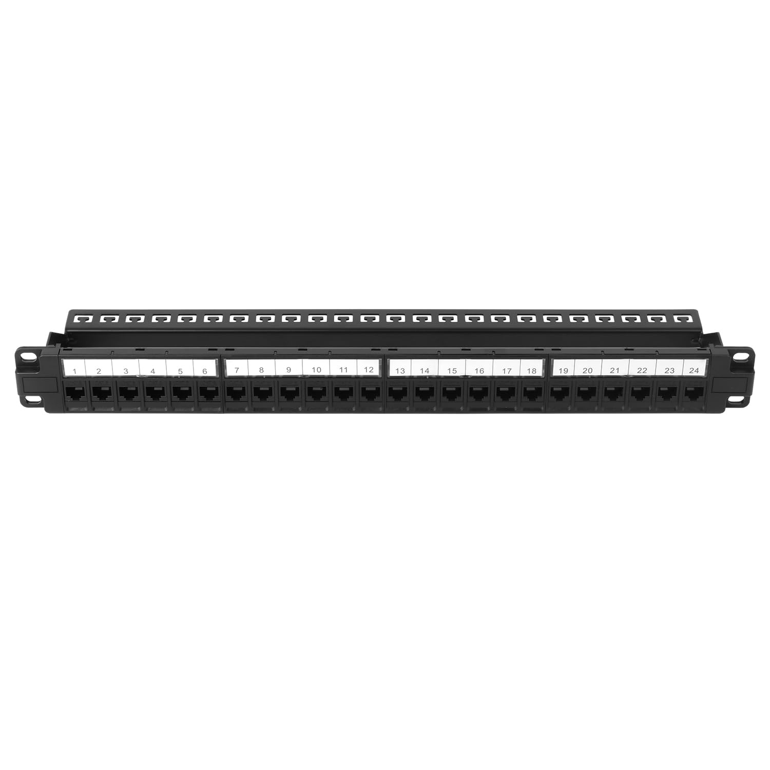 24-Port Cat6 Patch Panel - 10G Ready Rack-Mountable 1U Network Panel with Keystone Jacks & Pass-Through Couplers | Compatible Cat6/Cat5e/Cat5 | 19" Removable Backbar, 2 Pack