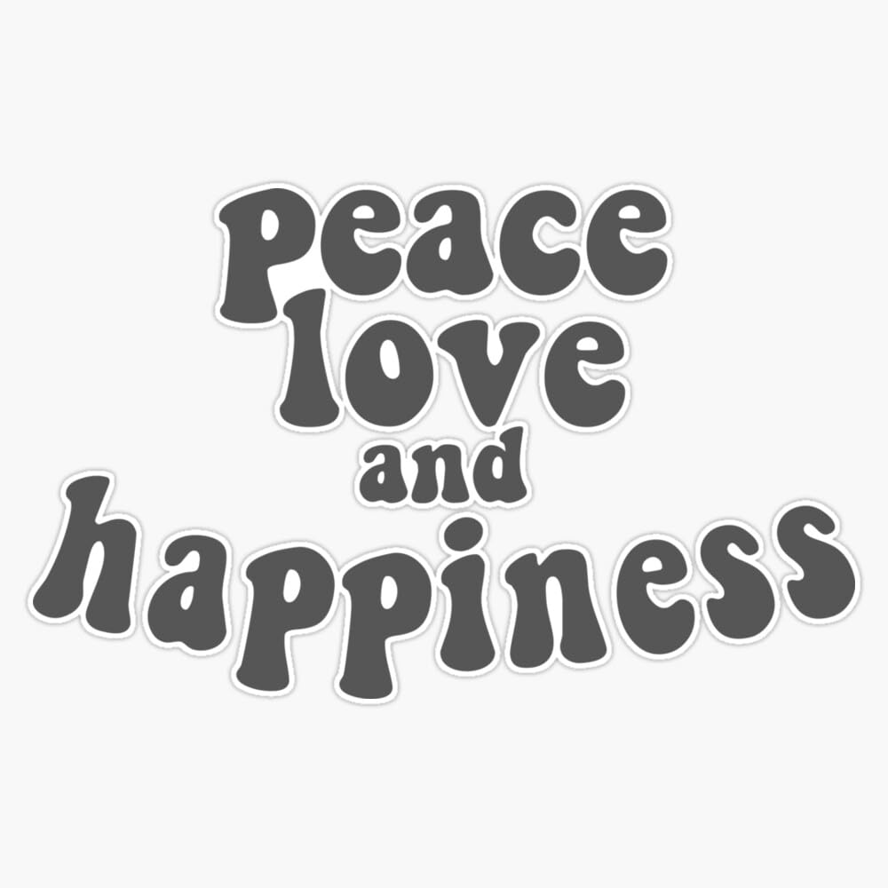 Peace Love and Happiness Window Water Bottle Bumper Sticker Decal 5"