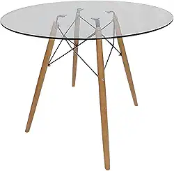 Mesa Jantar Redonda Eiffel Charles Vidro Temperado (Vidro 80cm)