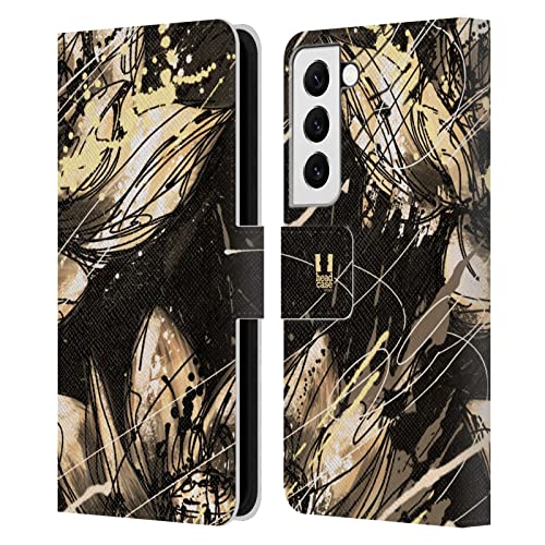 Étui portefeuille Samsung S22 5G en cuir avec fentes cartes motif fleurs lotus