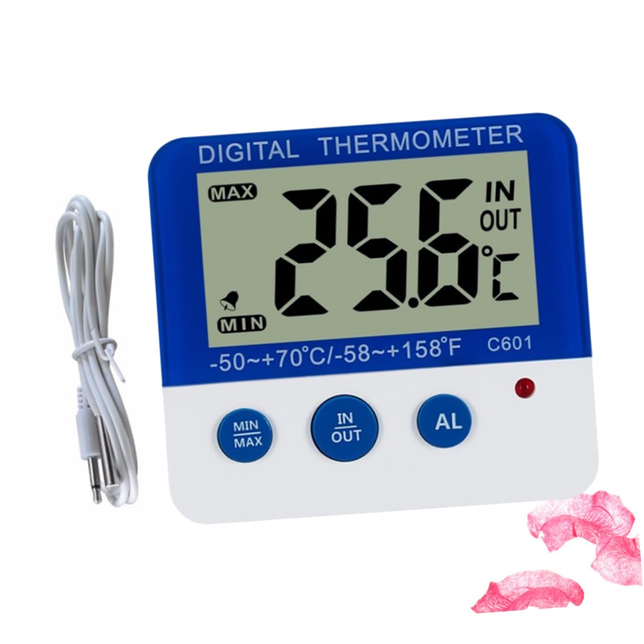 MAGICLULU 2pezzi Termometro Digitale Per Interni Ed Esterni Con Allarme Temperature Massime e Display Led Per Frigorifero e Congelatore Blu e Bianco