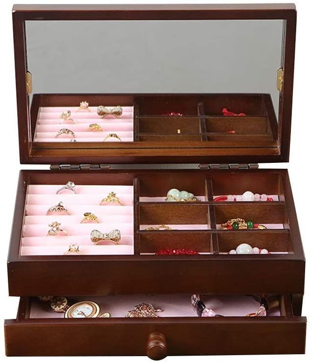 Boîte à bijoux CFWSHJ anti-rayures à double couche en laine pour montres