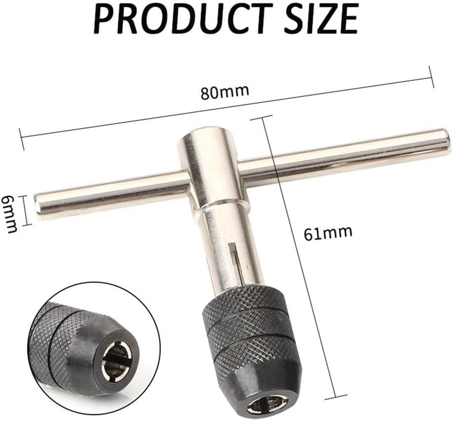 Portable T Tap Wrench Tap Drill Tapping Threading Tool M3 M4 M5 M6 M8 Screwdriver Holder Hand Tool Thread Metric Plug Taps,Black,W