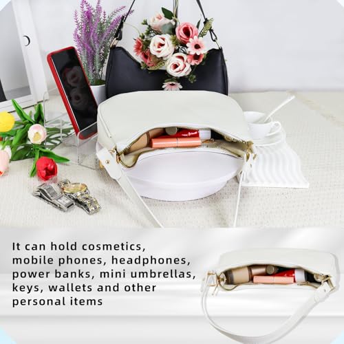 Shoulder Bag, PU Leather Shoulder Purse Shoulder Bag for Women, Women Handbag Crescent Shoulder Bag with Zipper4