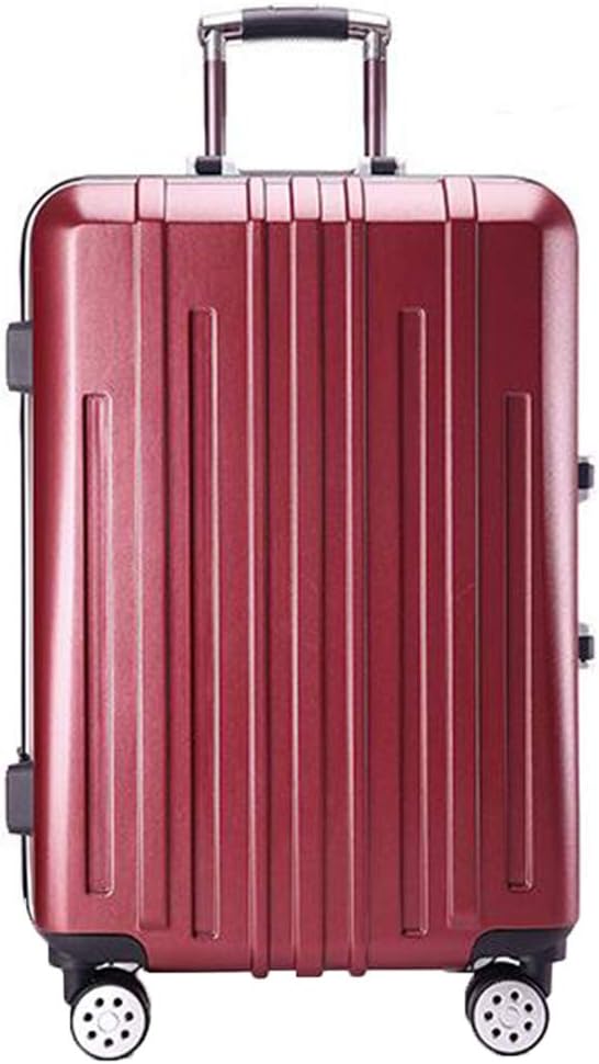 BOHENG Boarding Trolley case, Business Alloy Aluminum Frame Trolley case, Universal Wheel Trolley case, Travel Bag, Male and Female Suitcase, Customs Lock,red,28in