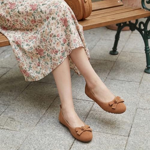 Image of Ecetana Women's Ballet Flats Comfortable Round Toe Foldable Slip-On Shoes | Portable Casual Bow Flats with Memory Foam Insole & Lightweight Non Slip Sole for Work Dressy Travel - All Day Comfort