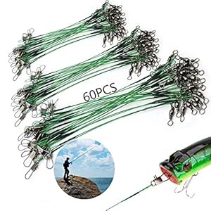 Fishing Trace Wire Roofvissen Op Snoek Fishing Spinning Wire 60 Pcs Vissen Trace Draad Fishing Steel Leader Fishing Wire Rings Met Wartels En Drukknopen Voor Buitenvissen 18 25 33cm Groen