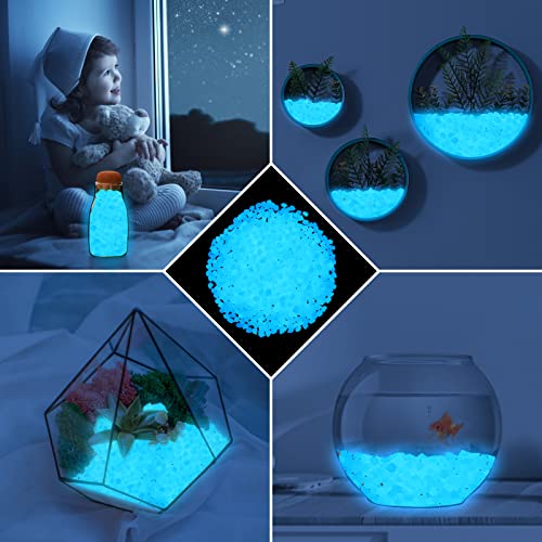 850pc Luminous Pebble Stones Glowing Rocks Indoor Outdoor Decor Luminous Stone for Garden Patio Aquarium Walkway Driveway(Blue)