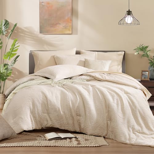 Monbix King Size Comforter Set, Birch Marble Pattern King Size Bed Set Reversible, King Bedding Set 7 Pieces, Bed in a Bag with Comforter, Sheets, Pillowcases & Shams