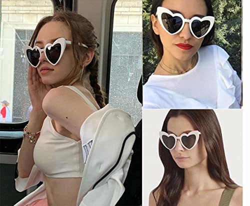 ALVOGIMOR 2 Pack Heart Shape Sunglasses,Colorful Trendy Sunglasses Vintage Cat Eye Glasses for Party Favor or Daily Use4