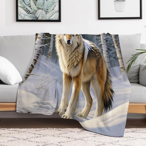 Couverture de lit animal loup en flannel doux pour canapé 130x150cm - 3