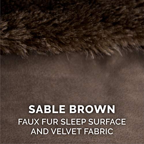 Image of Furhaven Orthopedic Dog Bed for Medium /Small Dogs w / Removable Bolsters & Washable Cover, For Dogs Up to 35 lbs - Plush & Velvet L Shaped Chaise - Sable Brown, Medium