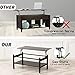 Meihua Lift Top Glass Coffee Table with Storage Compartment and Separated Open Shelves, Lift Tabletop for Living Room Home, Office, Black