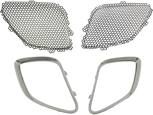 Image of DAT AUTO PARTS Front Mesh Grille and Chrome Trim Ring Insert 4 Piece Set Fits 2005-2009 Pontiac G6 Sedan Coupe Convertible, Except 2009 CTF Package and GXP, GM1200539