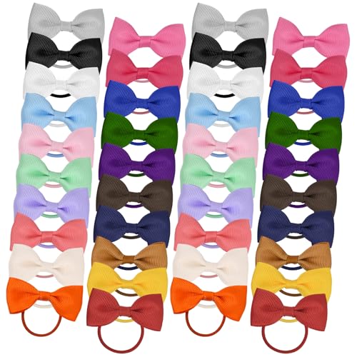 Dokeno - Dokeno Lot de 40 nœuds à cheveux pour bébé fille, 20 couleurs avec nœuds, bandeau élastique, accessoires de cheveux pour enfants et petites filles