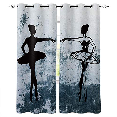 3D Lot De 2 Occultante Rideaux Danseuse Chambre Rideaux Réduction du Bruit Rideau Occultant Motif Décoratif Style 150X166Cm