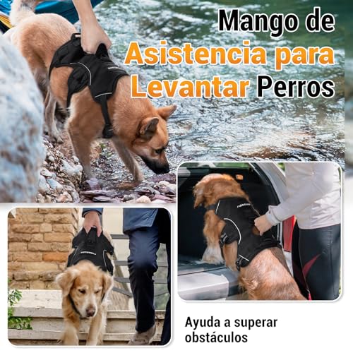 rabbitgoo Arnes Antitirones Perro Grande Mediano Ajustable con Manija de Espalda, Chaleco Acolchado Arnés para Perro Coche Lineas Reflecantes Paseo Fácil para Entrenamiento Tamaño M Negro - imagen 4