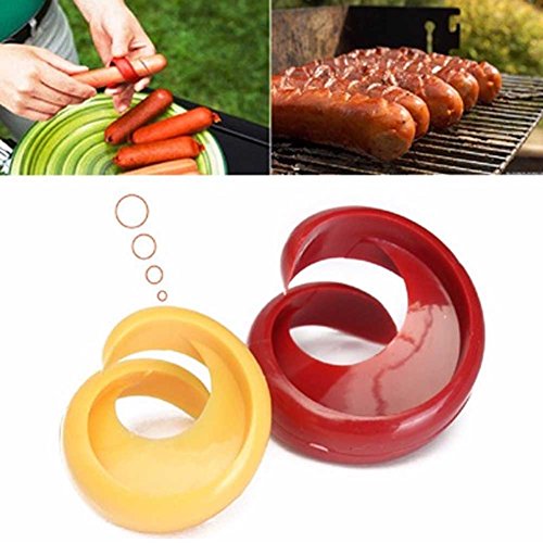 Chige 2 pcs Manual Fancy Sausage Cutter Spiral Barbecue Hot Dogs Cutter Slicer kitchen Cutting Auxiliary Gadget Fruit Vegetable Tools Chige 2 pcs Manual Fancy Sausage Cutter Spiral Barbecue Hot Dogs Cutter Slicer kitchen Cutting Auxiliary Gadget Fruit Vegetable Tools