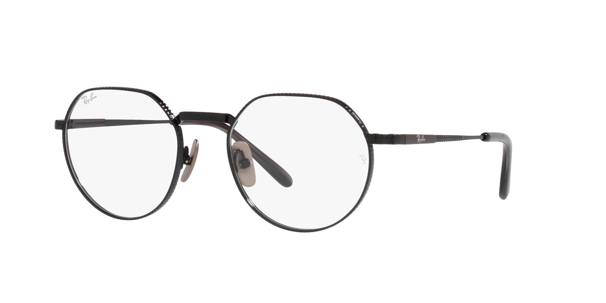 Ray-Ban Rx8265v Jack tytanowe okrągłe okulary na receptę, Czarny/Demo Obiektyw, 51 mm