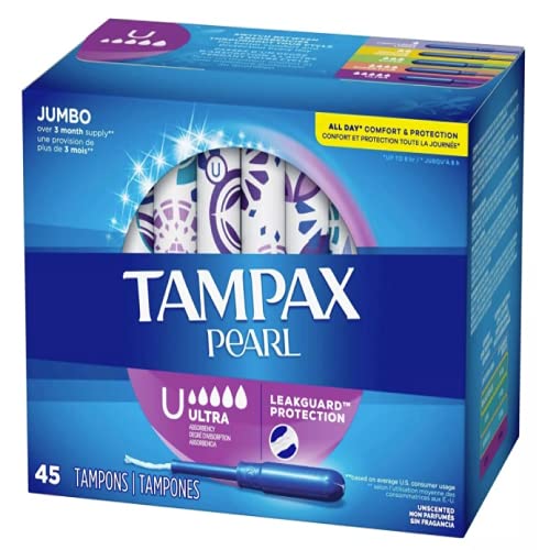 Tampax Tampones de perlas con aplicador de plástico, Ultra 45 unidades