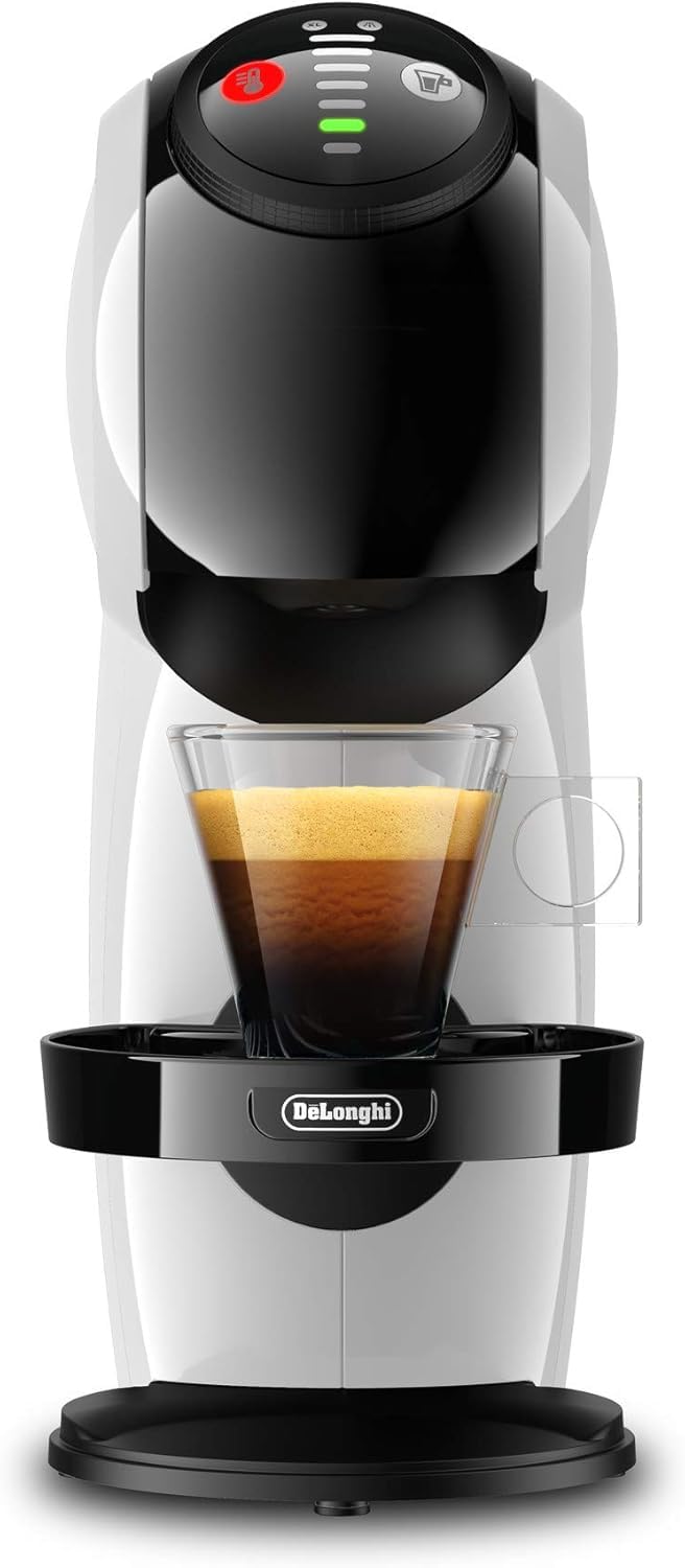 De’Longhi Nescafé Dolce Gusto Genio S – Macchina da Caffè a Capsule Automatica, 15 Bar, Hot & Cold, Bundle 32 Capsule: Cappuccino+ Espresso Milano, Bianca (EDG226.W)