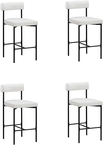 Miniatura 28 de Nathan James - Dahlia - Silla alta, moderno taburete alto con respaldo, patas de metal estilo mediados de siglo y cojín acolchado de piel, para