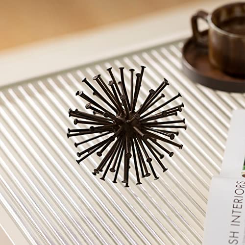 Tickcacy Metal Starburst Sculpture, Spike Tabletop Decorative Sphere, Small Abstract Geometric Urchin Decor Ball, Rusty Iron Table Top Decoration Orb For Home Living Room Bedroom Office Shelf #TOP4