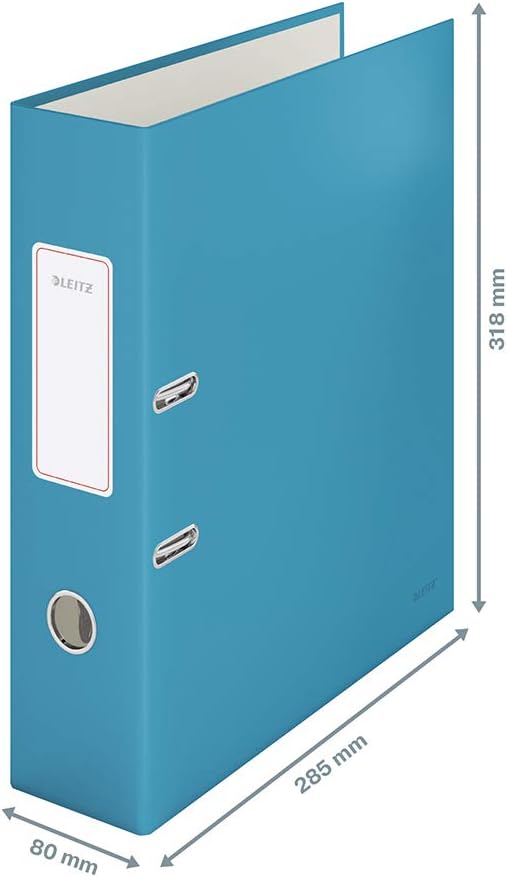 Leitz Lever Arch File, 600 Sheet Capacity, 80 mm Spine, Cosy Range, A4, Calm Blue, 10610061