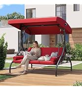 Amazon.com : Aoxun Outdoor Porch Swing with Stand and Canopy, 3