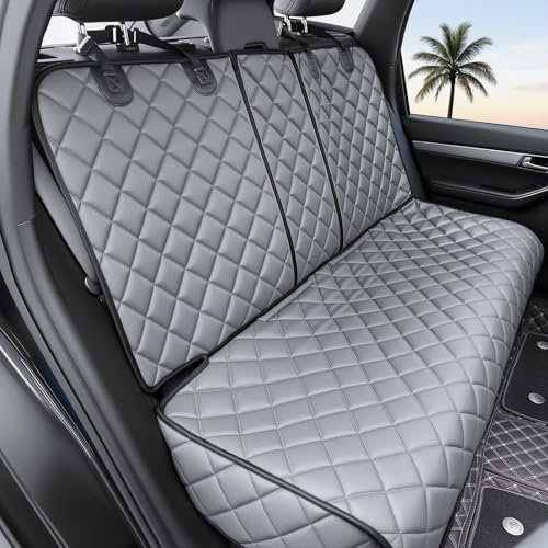 Housse de siège de voiture pour chien étanche en similicuir gris pour banquette arrière SUV