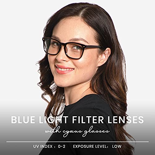 Image of Cyxus Blue Light Glasses Men Women Reduce Eye Strain UV400 Protection 8082 | Eye Protection,Classic Sqaure Frame,Ideal for Computer Screen Office Work Daily Wear