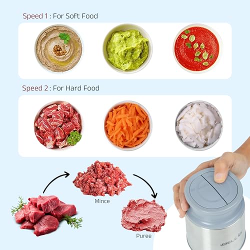 Image of IBELL MT200SPRO Electric Chopper with 2-Yr Warranty, 700W Powerful Motor, 2L SS Bowl, Multipurpose Food Processor for Meat, Vegetables, Fruits & Nuts, with Garlic Peeler & Egg Whisker (Silver).