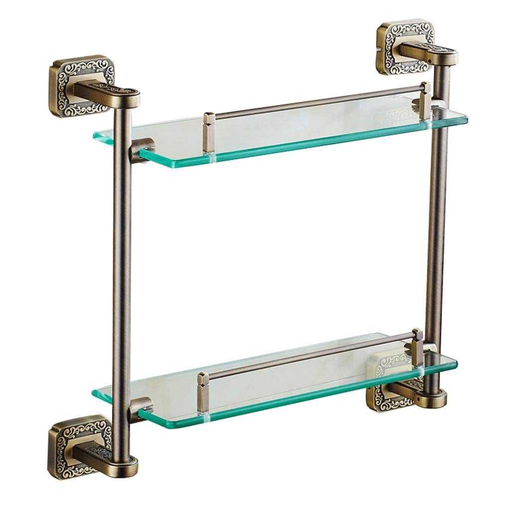 bathroom shelf, Bathroom Glass Shelf Wall Mounted Brushed Nickel Stainless Steel Lavatory 2 Tier Tempered