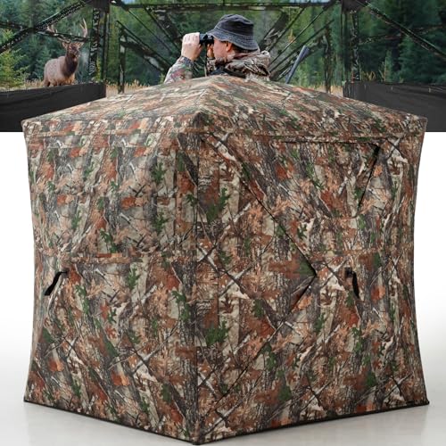 270 Degree See Through Ground Blind - 2-3 Person + Hunting Blind with Magentic Door