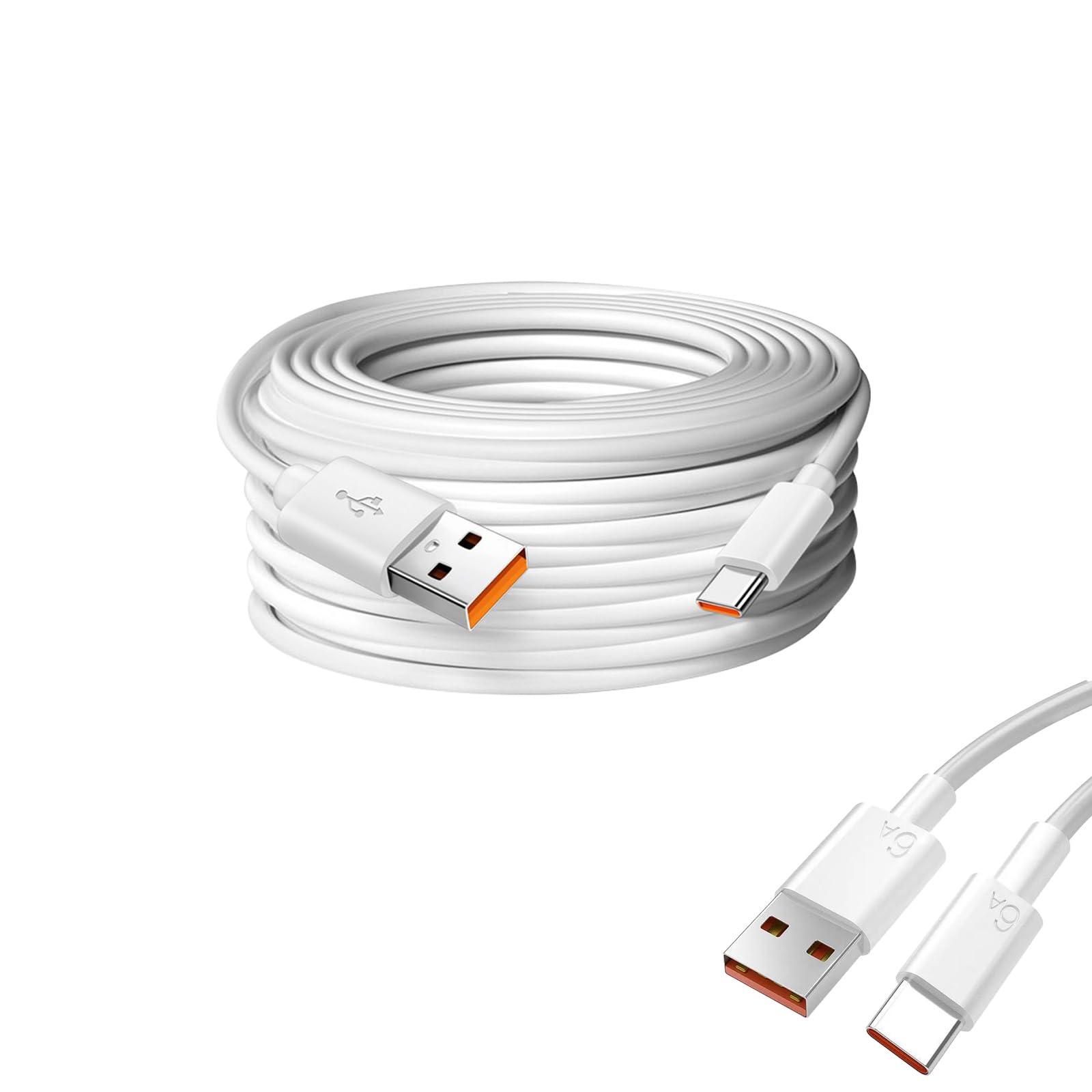 [FineGood] USB Type-C 延長ケーブル 5m ホワイト 電源ケーブル 電源専用コード 高耐久PVC素材 監視カメラ 防犯カメラ用 簡易設置