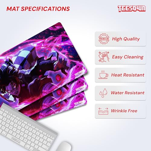 Image of Demon Slayer Tanjiro Kamado Anime Large Extended Mouse Pad for Laptop Desktop PC Gaming Desk Mat Rubber Base Desk Pad