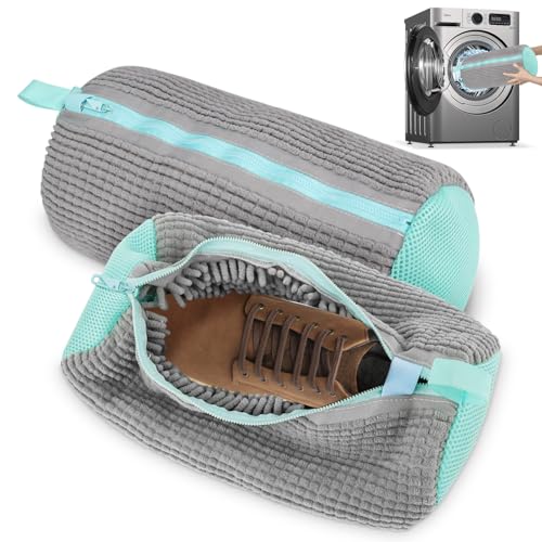 Bolsa para lavar zapatos para lavadora, Bolsa de Lavado de Zapatos, bolsa lavadora zapatillas, laundry shoe bag, Reutilizables Bolsa Lavadora Zapatillas, para Lavadora y Secadora (Gris 2pcs)
