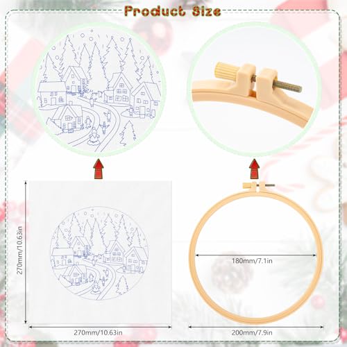 JSRQT Christmas Embroidery Starter Kits,DIY Embroidery Needlepoint Supplies Kit for Adults Beginners,Handmade Sewing Craft Set - Image 4