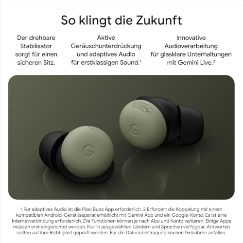 Google Pixel Buds Pro 2 – kabellose Kopfhörer mit aktiver Geräuschunterdrückung – Bluetooth-Kopfhörer – Olive – Ansicht 4